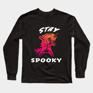 stay spooky unicorn skeleton dabbing Long Sleeve T-Shirt